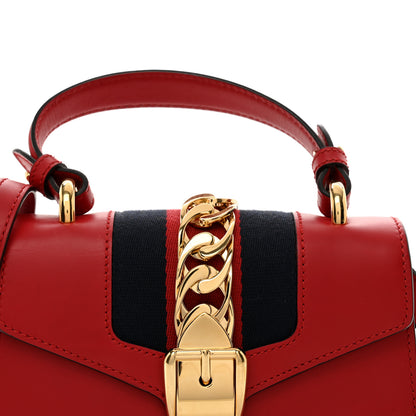 Gucci Calfskin Mini Sylvie Top Handle Bag Hibiscus Red 5 of 13