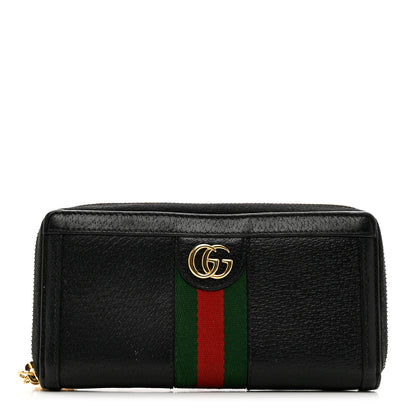 Gucci Calfskin Web Ophidia Zip Around Wallet Black 1 of 6
