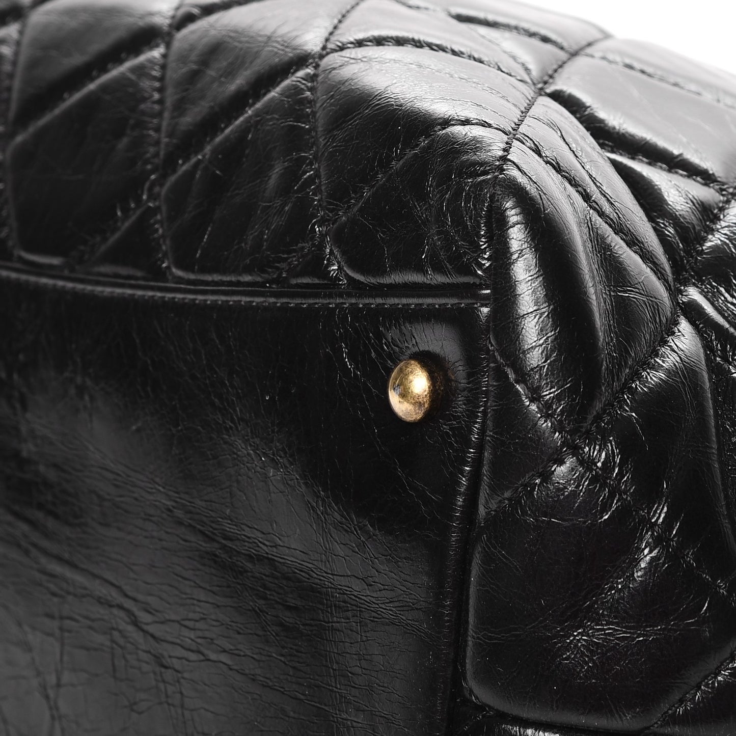 Glazed Calfskin Castle Rock Bowling Bag Black