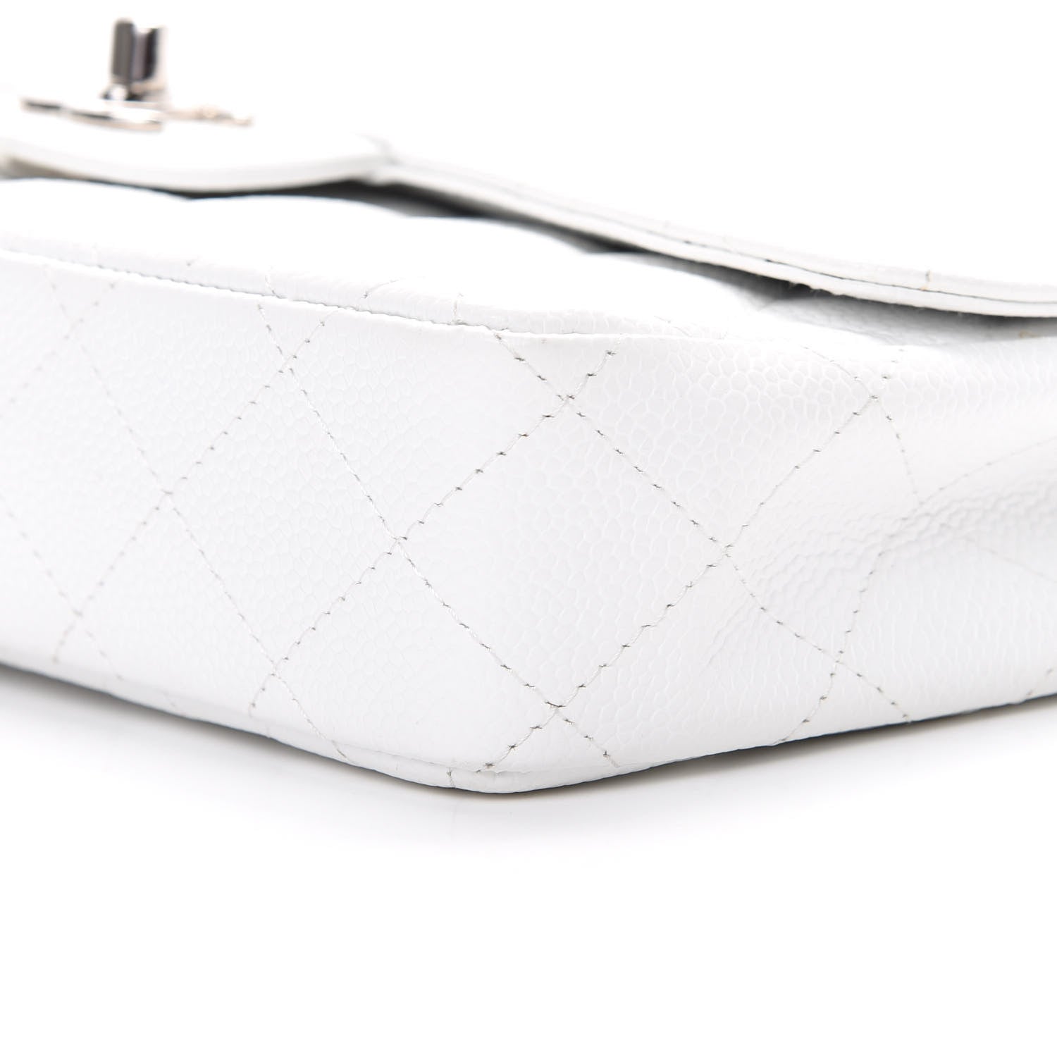 Chanel Caviar Quilted East West Flap Bijoux Chain White 9 of 10