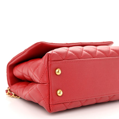 Chanel Caviar Quilted Mini Coco Handle Flap Red 9 of 10