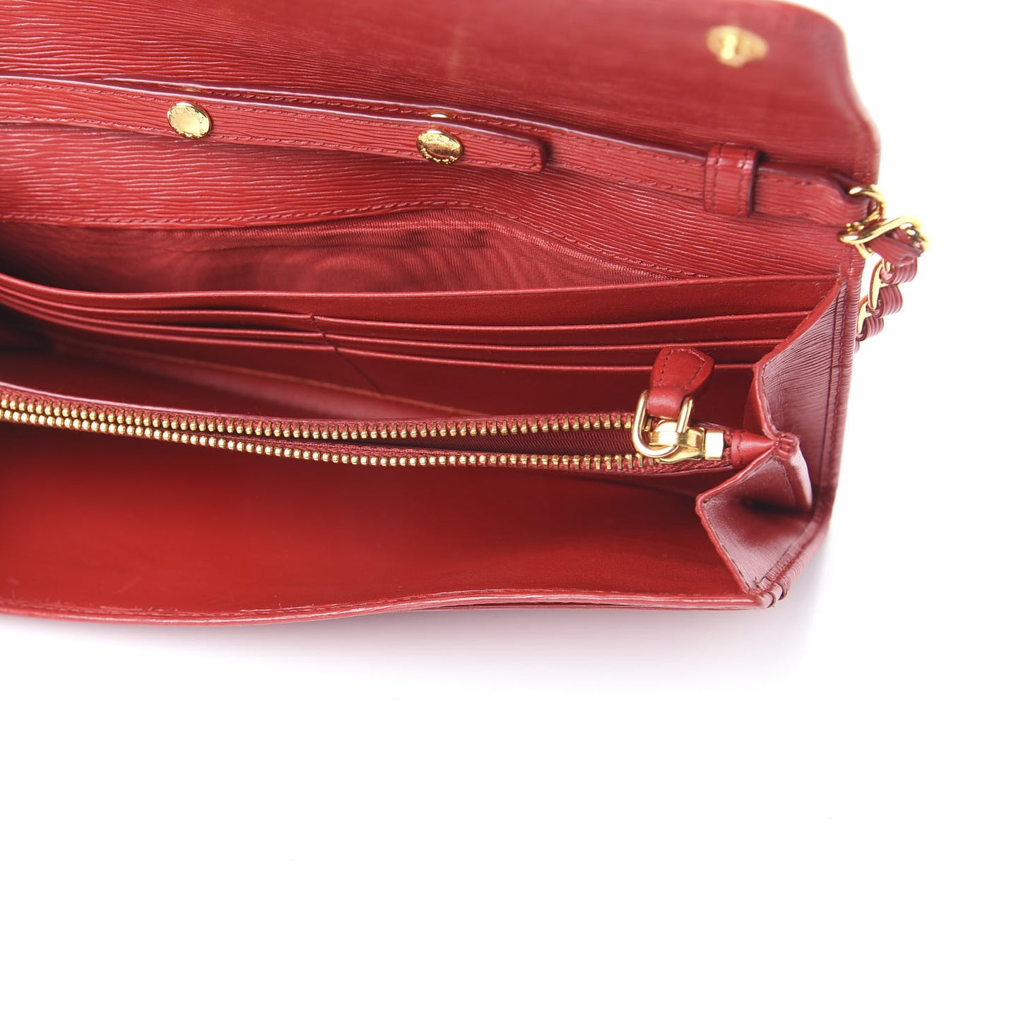 Saffiano Metal Oro Chain Wallet Fuoco