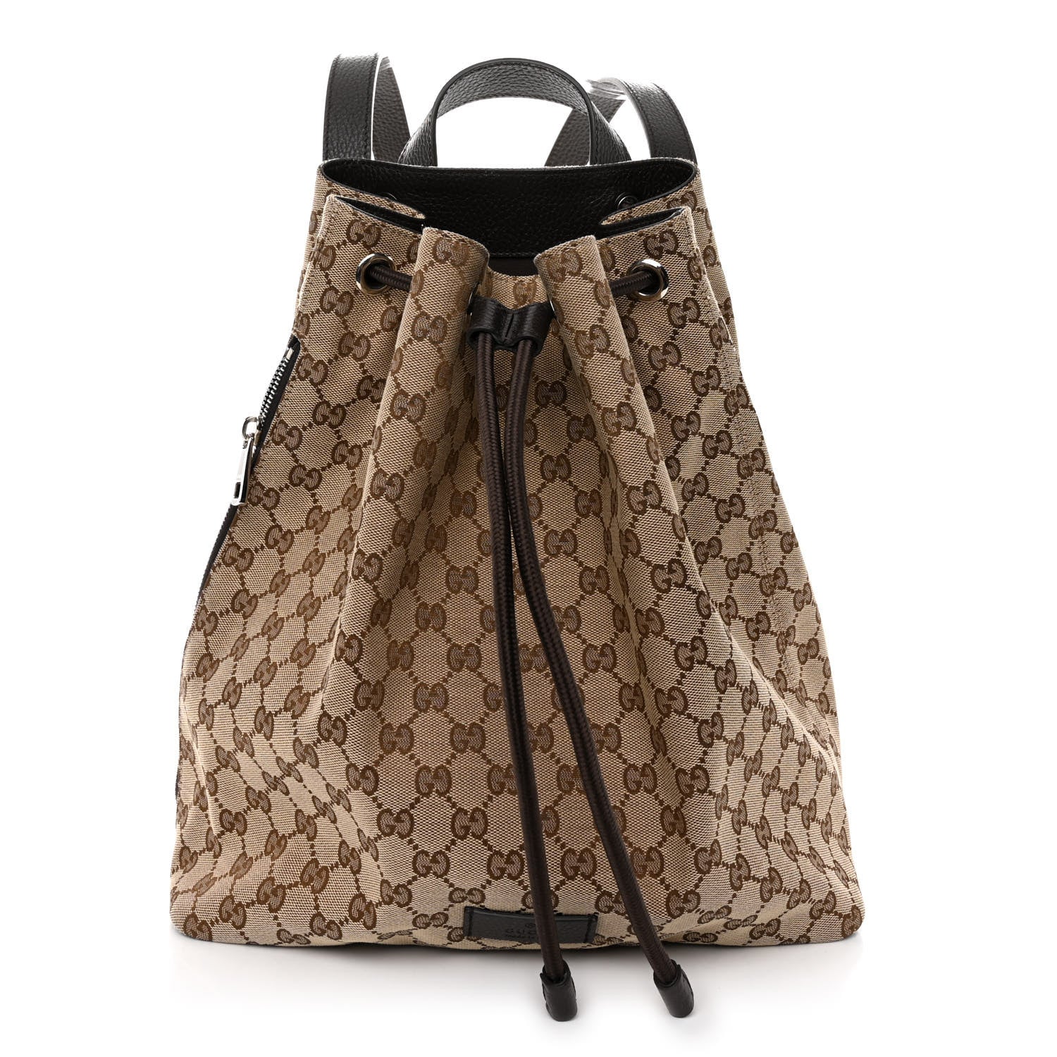 Gucci Monogram Dollar Calfskin O Drawstring Backpack Beige Ebony Testa di Moro Dark Chocolate 1 of 9