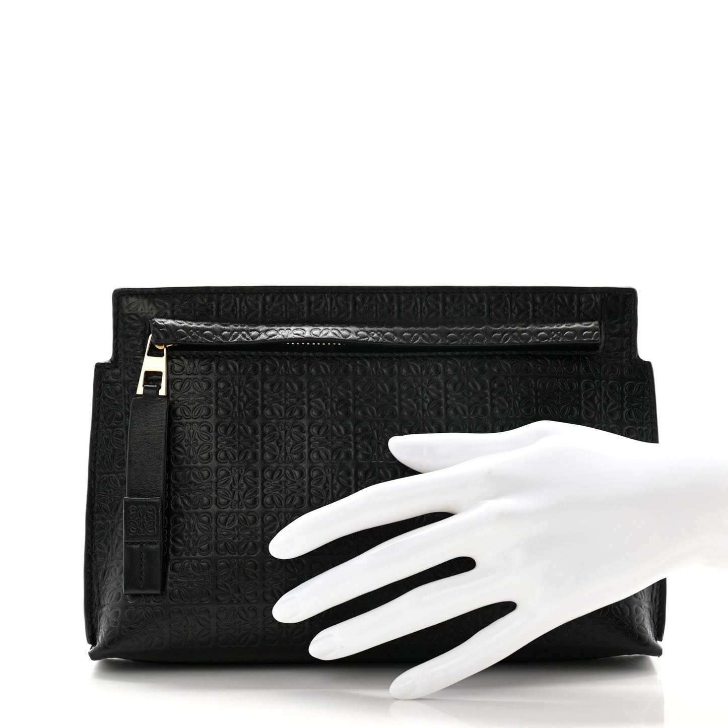 Calfskin Embossed Mini Repeat T Pouch Black