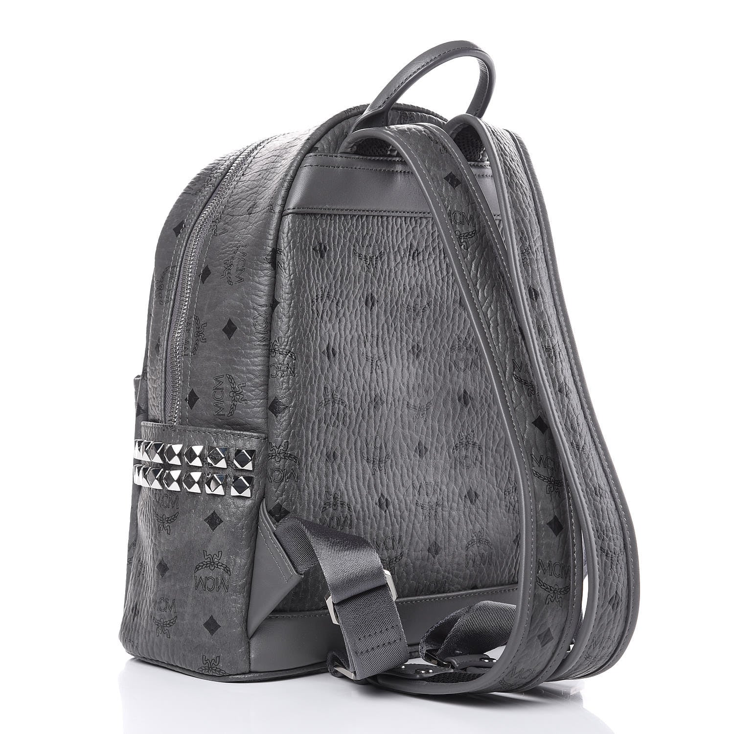 MCM Visetos Small Side Stud Stark Backpack Phantom Grey 3 of 9