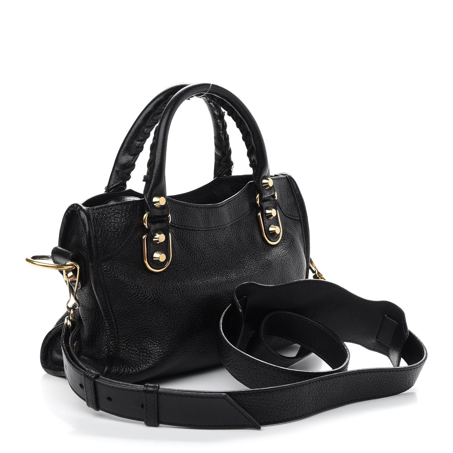 Chevre Gold Metallic Edge Hardware Mini City Black
