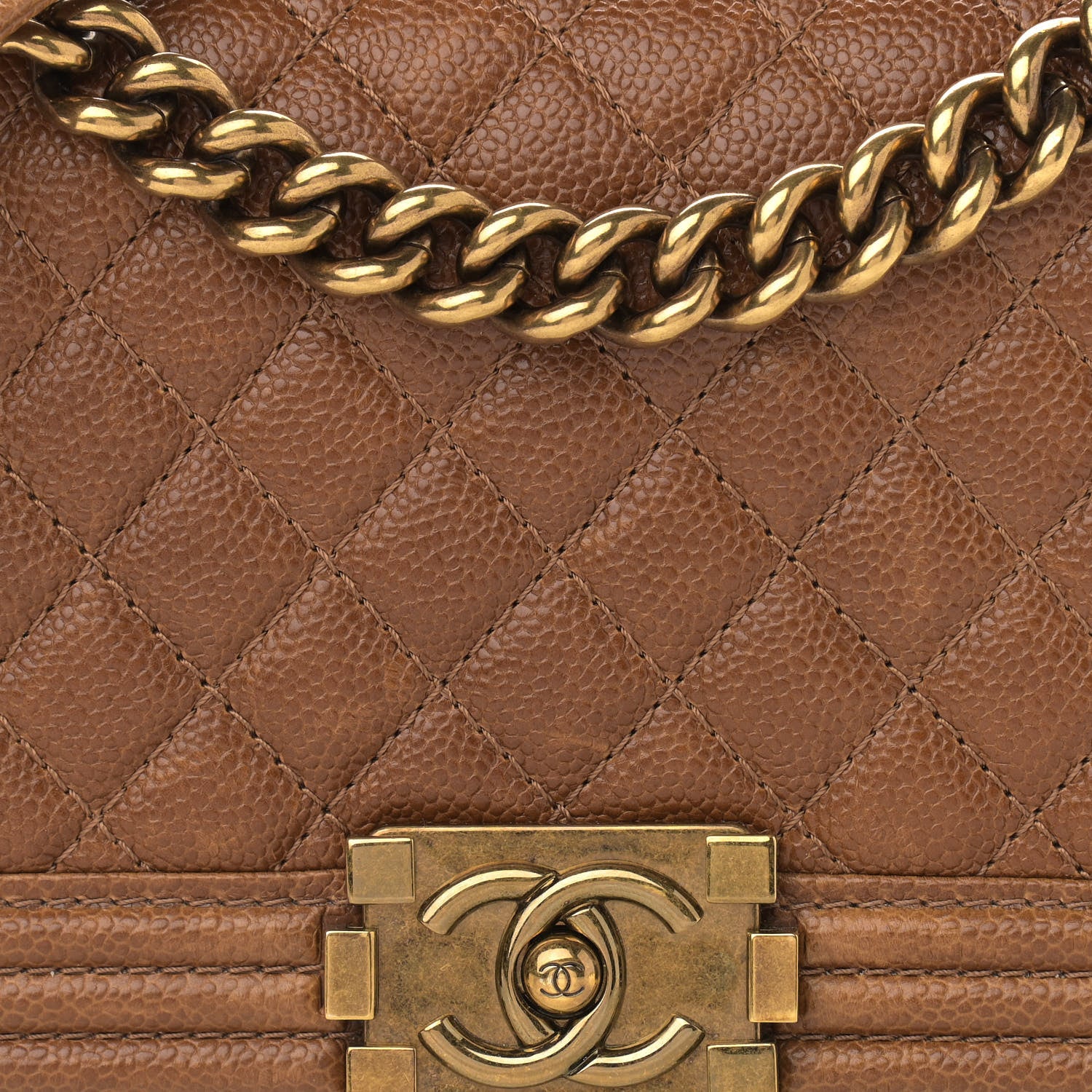 Chanel Caviar Quilted Medium Boy Flap Light Brown 7 of 12