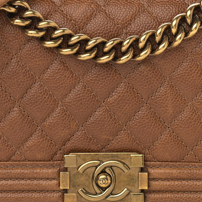 Chanel Caviar Quilted Medium Boy Flap Light Brown 7 of 12