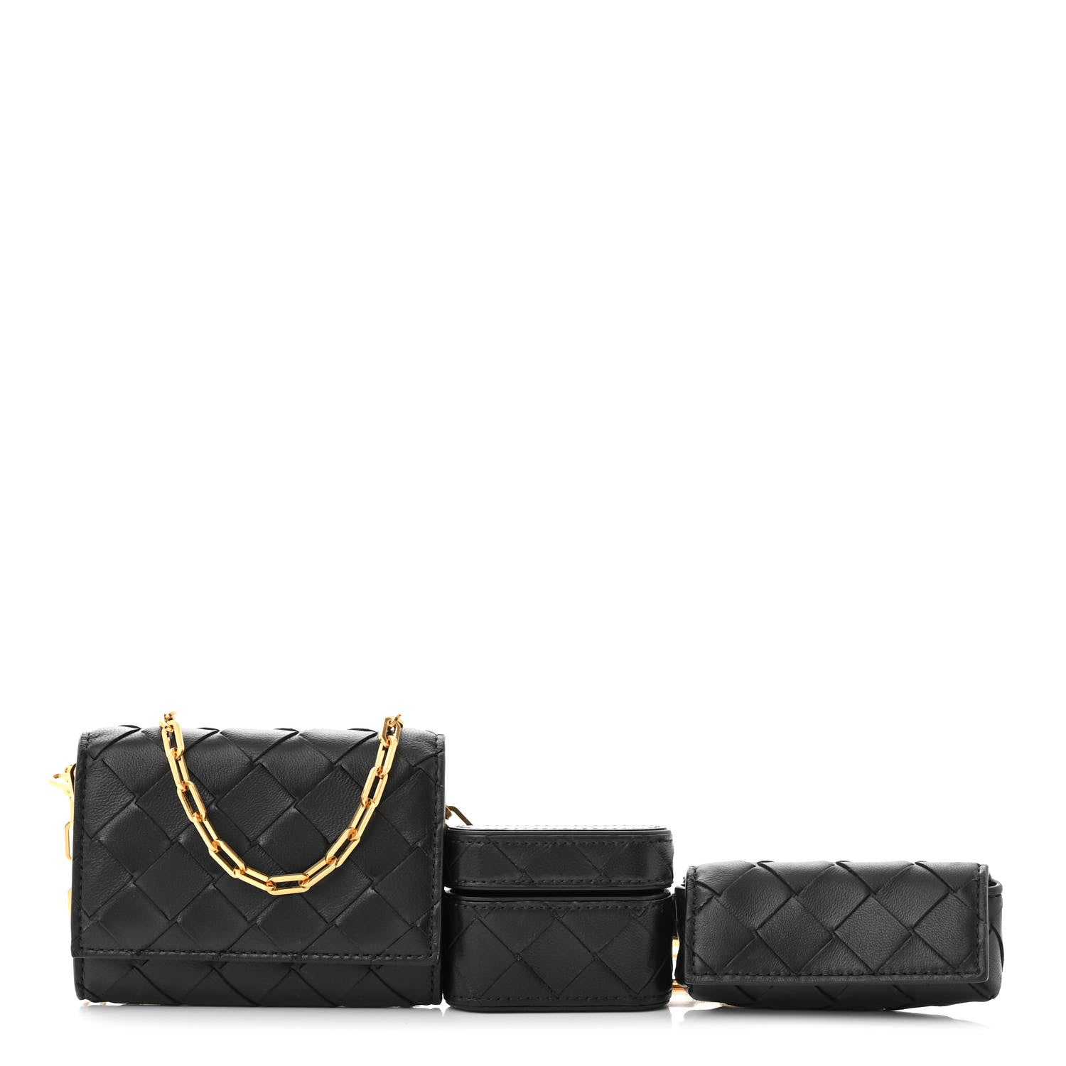 Bottega Veneta Nappa Intrecciato Card Case On Chain Black 1 of 9