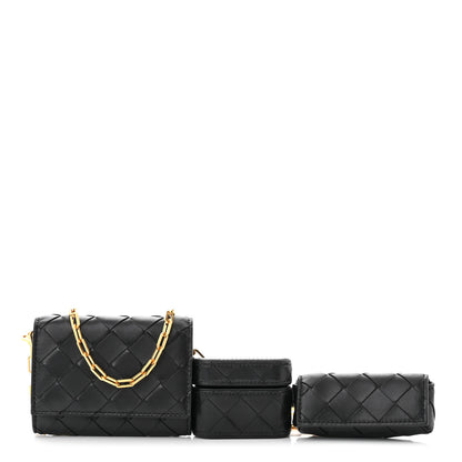 Bottega Veneta Nappa Intrecciato Card Case On Chain Black 1 of 9