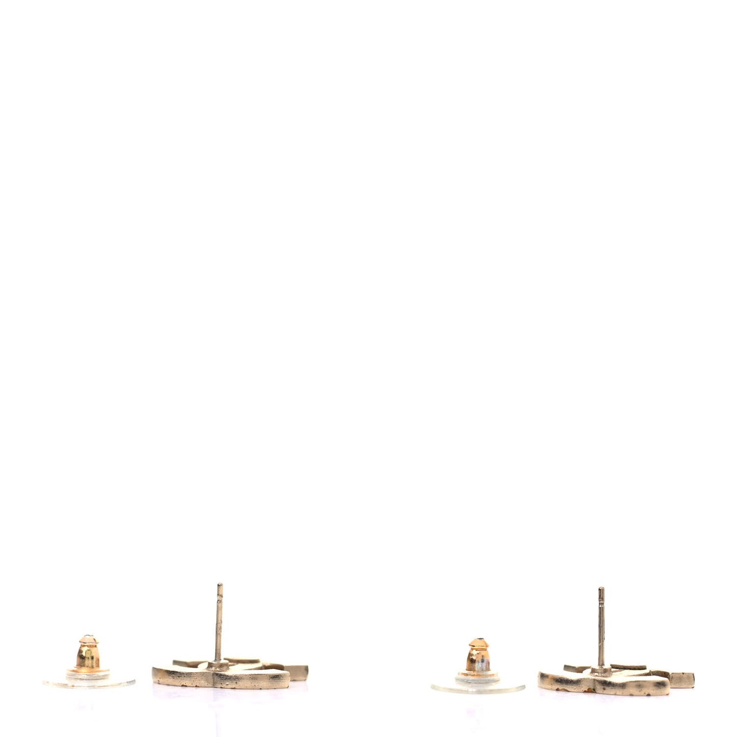 Enamel Striped CC Earrings Pink White Gold