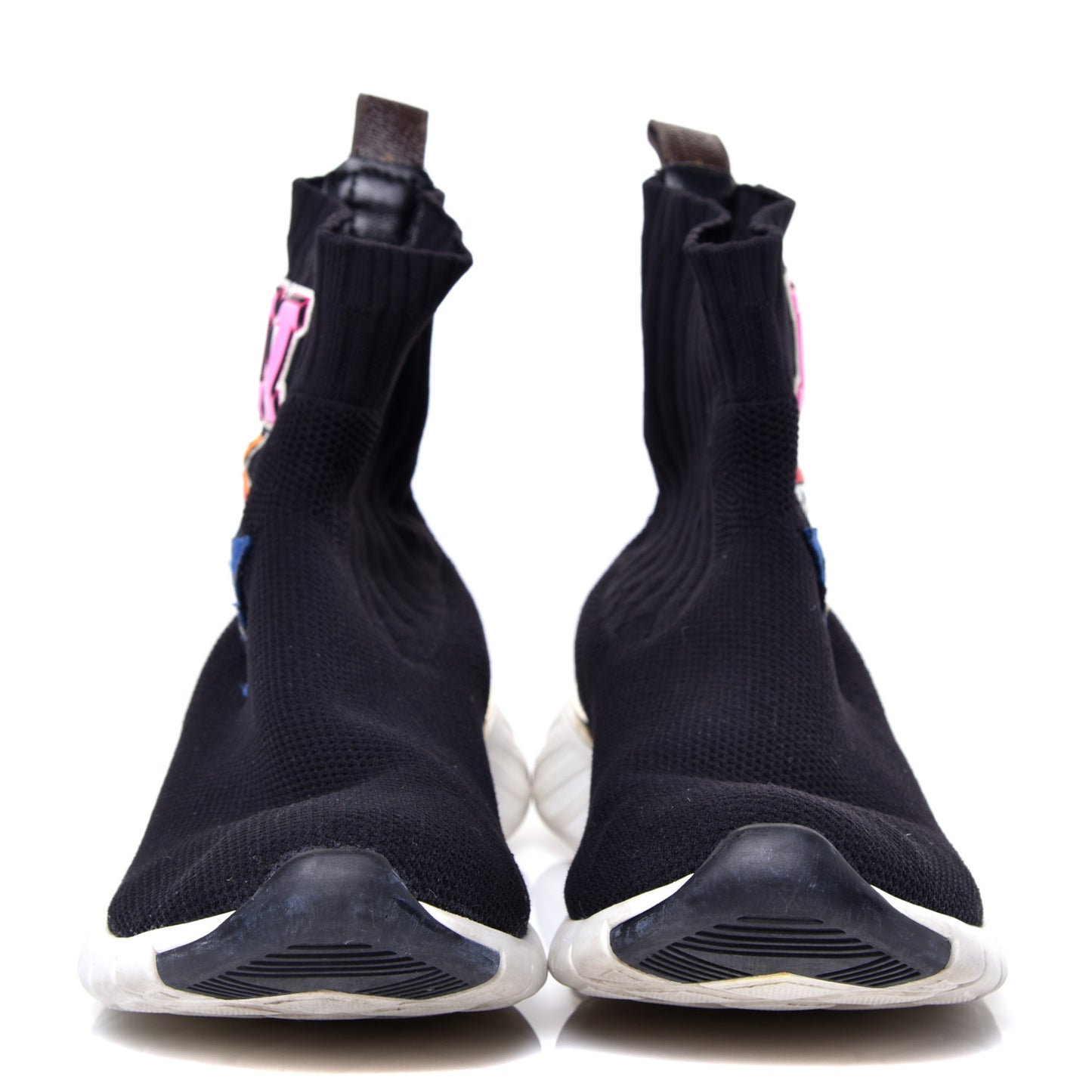 Stretch Fabric LV Black Heart Sock Sneaker 39 Black
