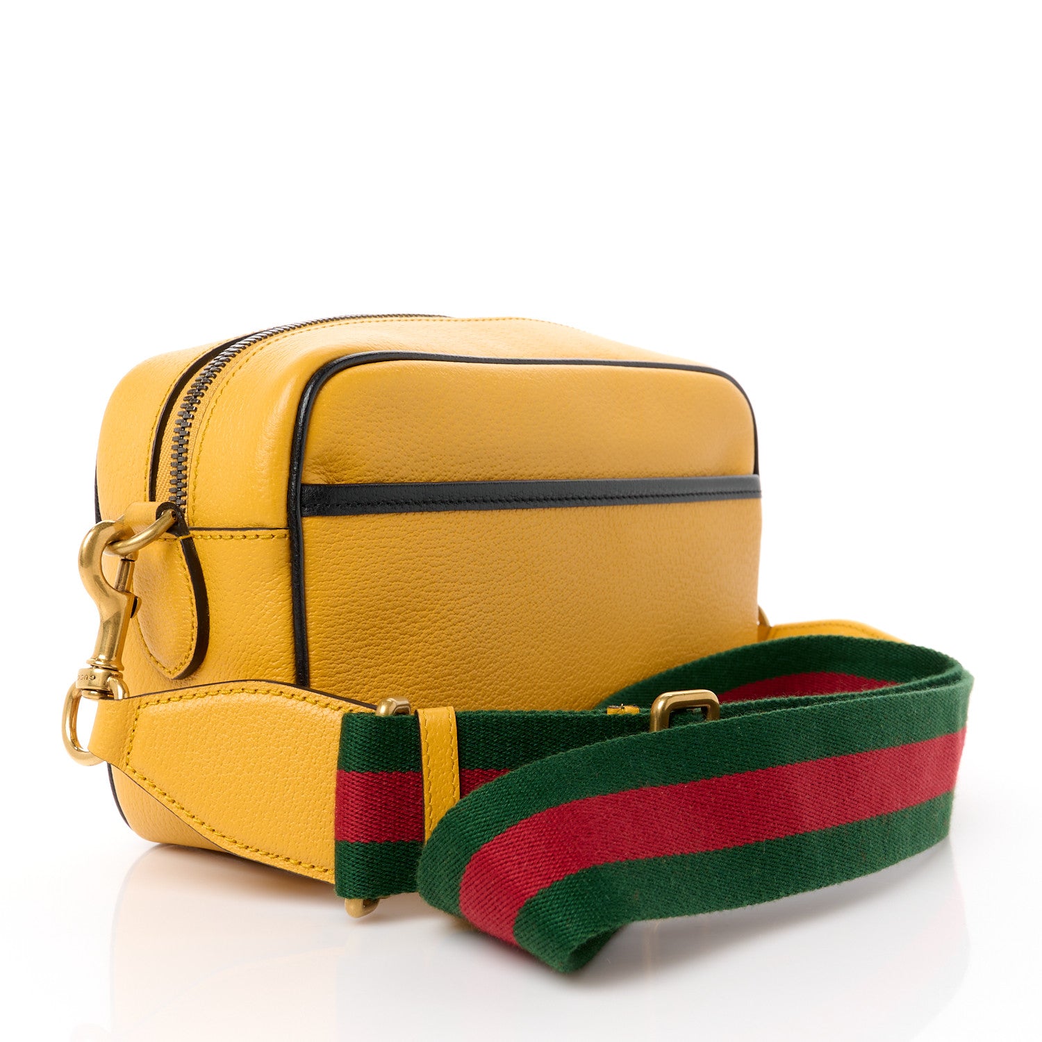 Gucci X ADIDAS Textured Dollar Calfskin Web Trefoil Logo Small Messenger Bag Crop Black 3 of 11