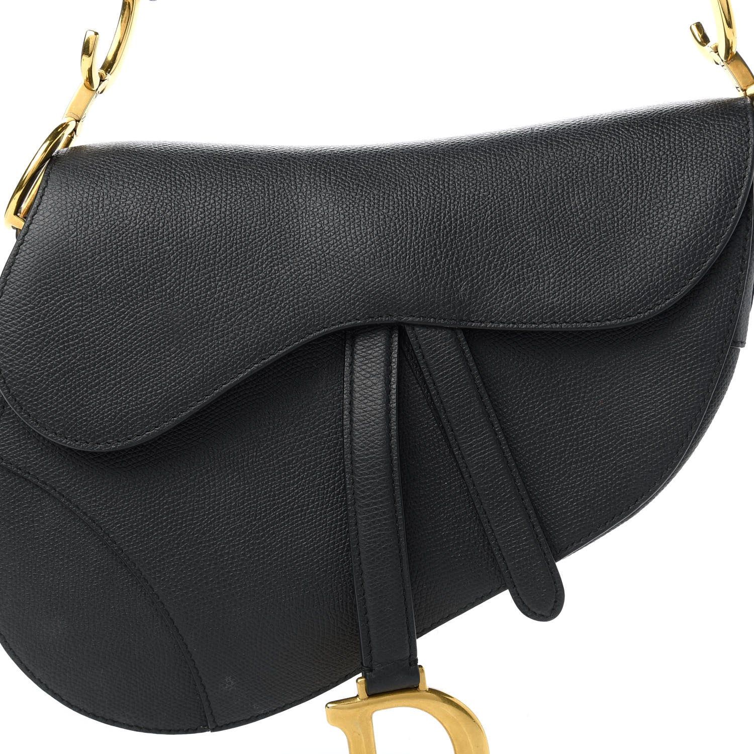 Christian Dior Grained Calfskin Saddle Bag Black 10 of 10