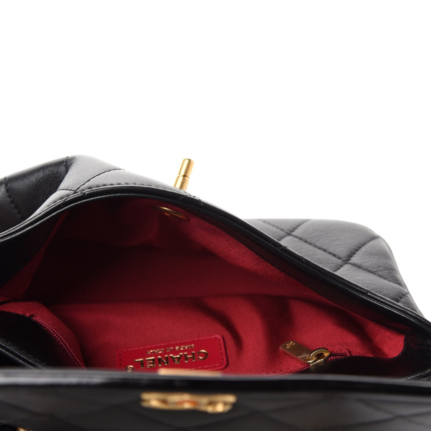 Lambskin Quilted Small La Parisienne Top Handle Flap Black