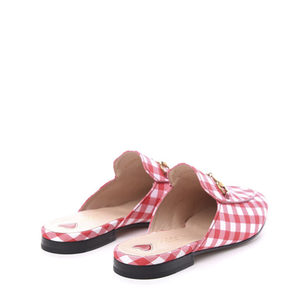 Gucci Cotton Gingham Womens Princetown Slippers 40 White Red 4 of 10