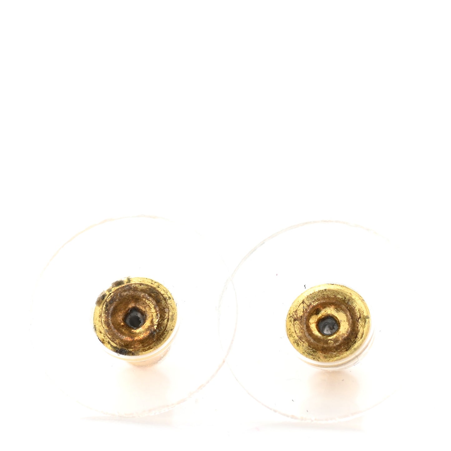Metal Textured CC Earrings Gold