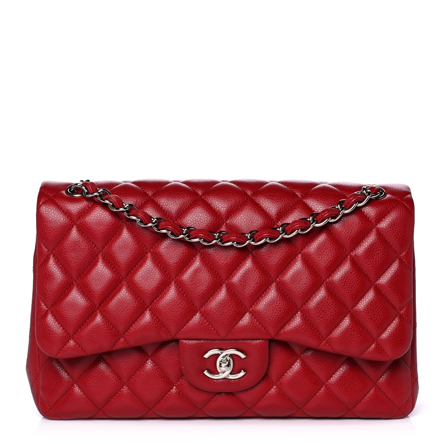 Chanel Caviar Quilted Jumbo Double Flap Dark Red 1 of 15