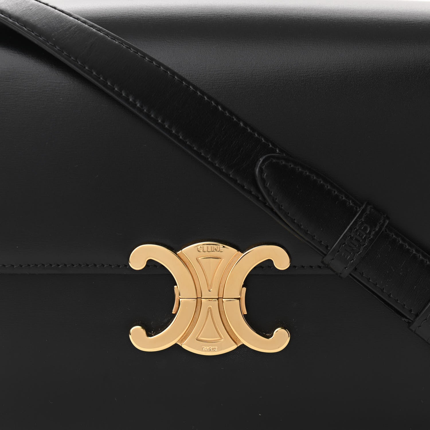 Celine Shiny Calfskin Medium Triomphe Black 8 of 10