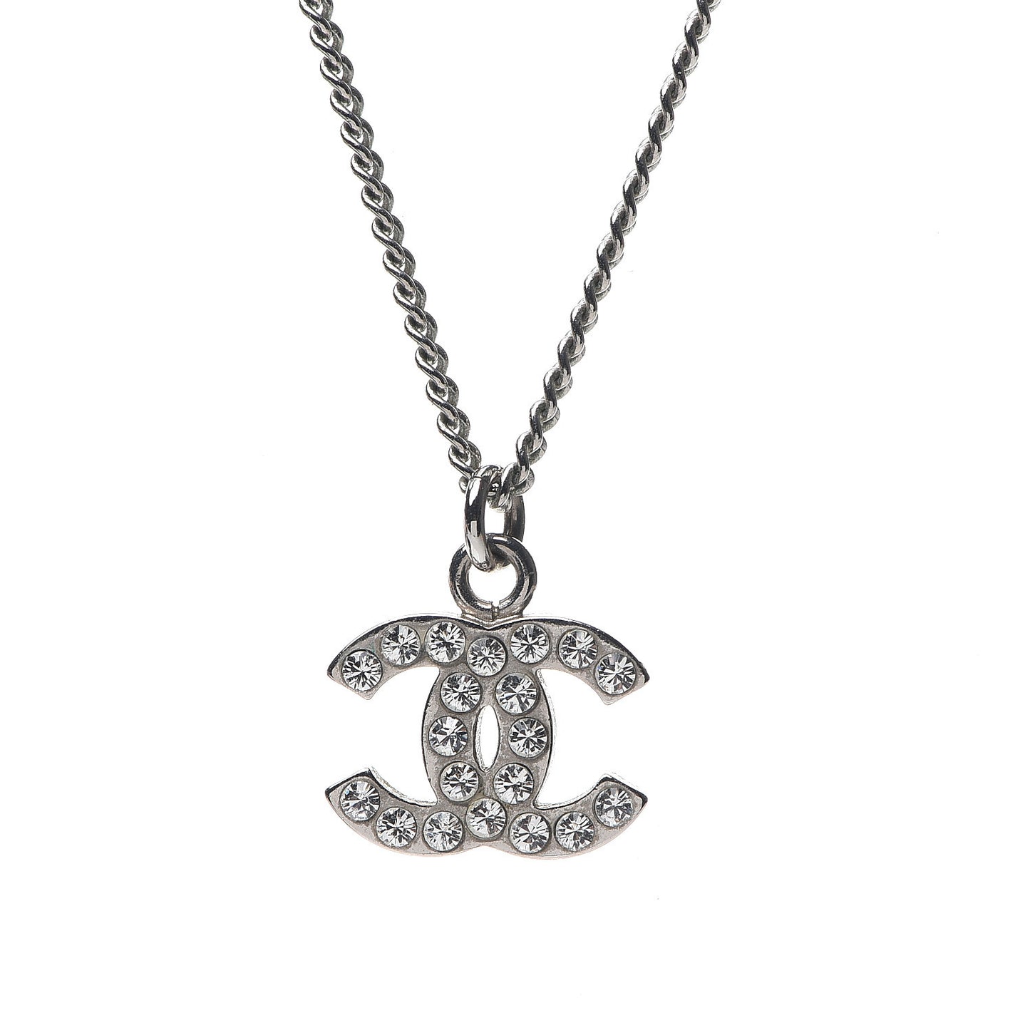 Crystal CC Pendant Necklace Silver