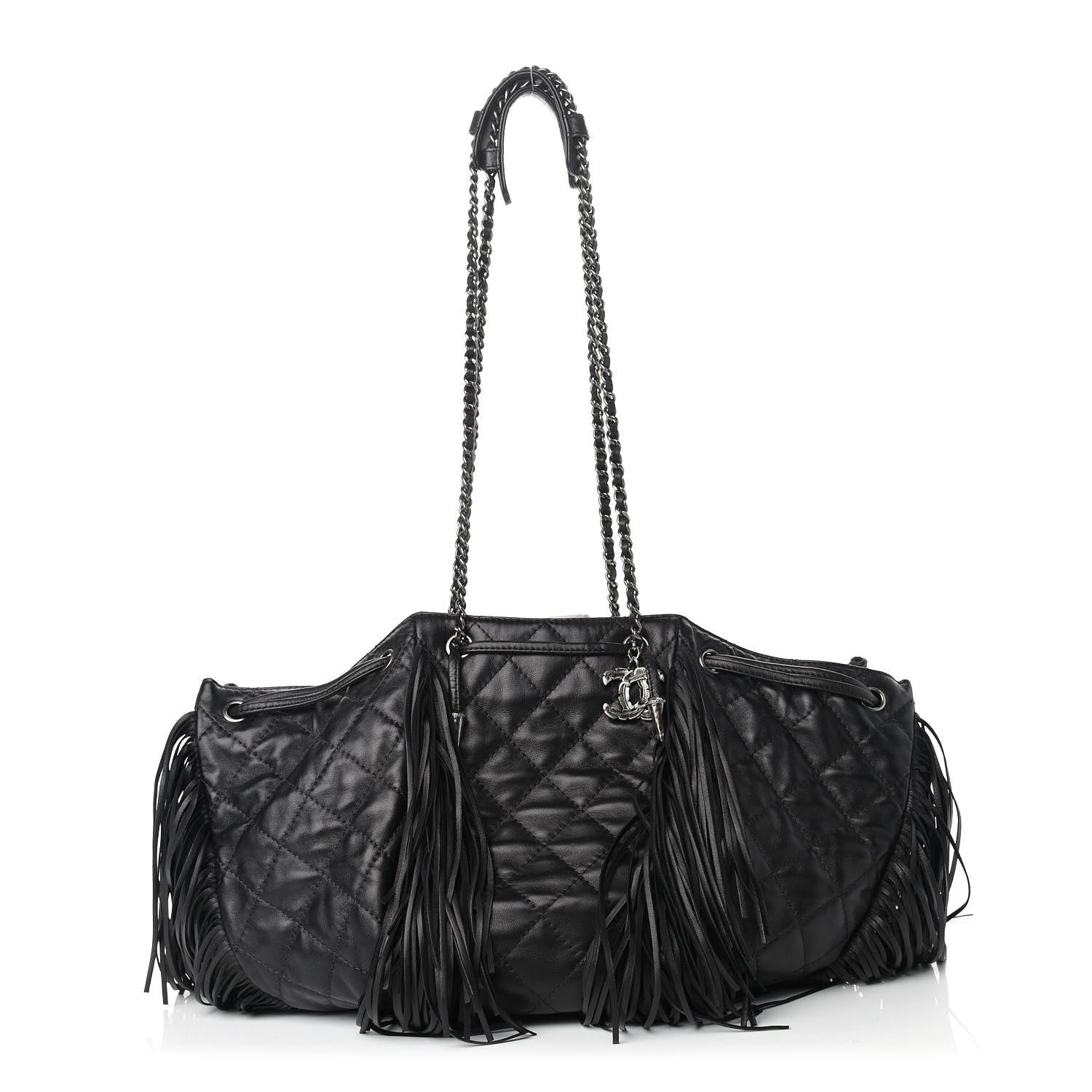 Chanel Lambskin Quilted Western Baluchon Fringe Bag Black 1 of 9