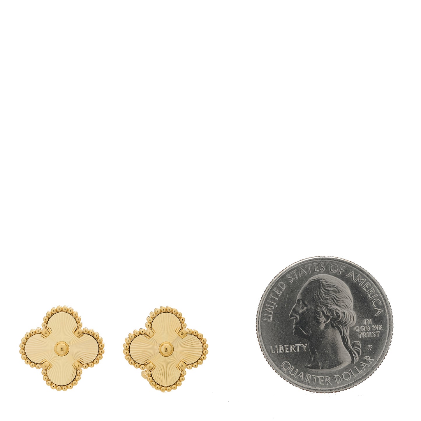 18K Yellow Gold Guilloche Vintage Alhambra Earrings