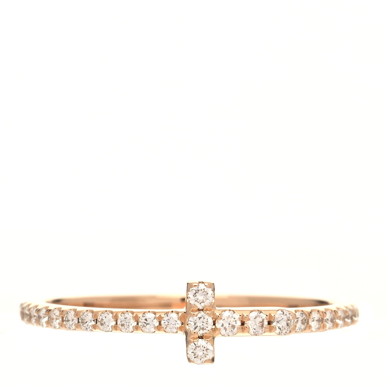 Tiffany 18K Rose Gold Diamond T Wire Band Ring 49 5 1 of 6