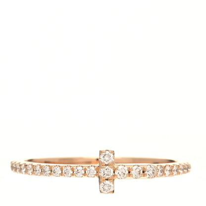Tiffany 18K Rose Gold Diamond T Wire Band Ring 49 5 1 of 6