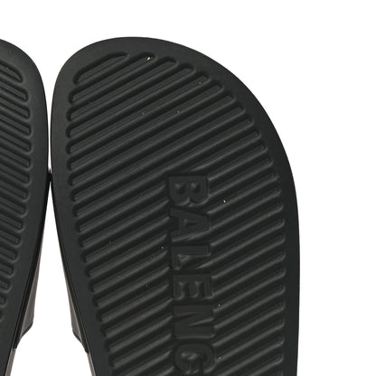 Balenciaga Rubber Womens Logo Pool Slide Sandals 40 Black White 8 of 11