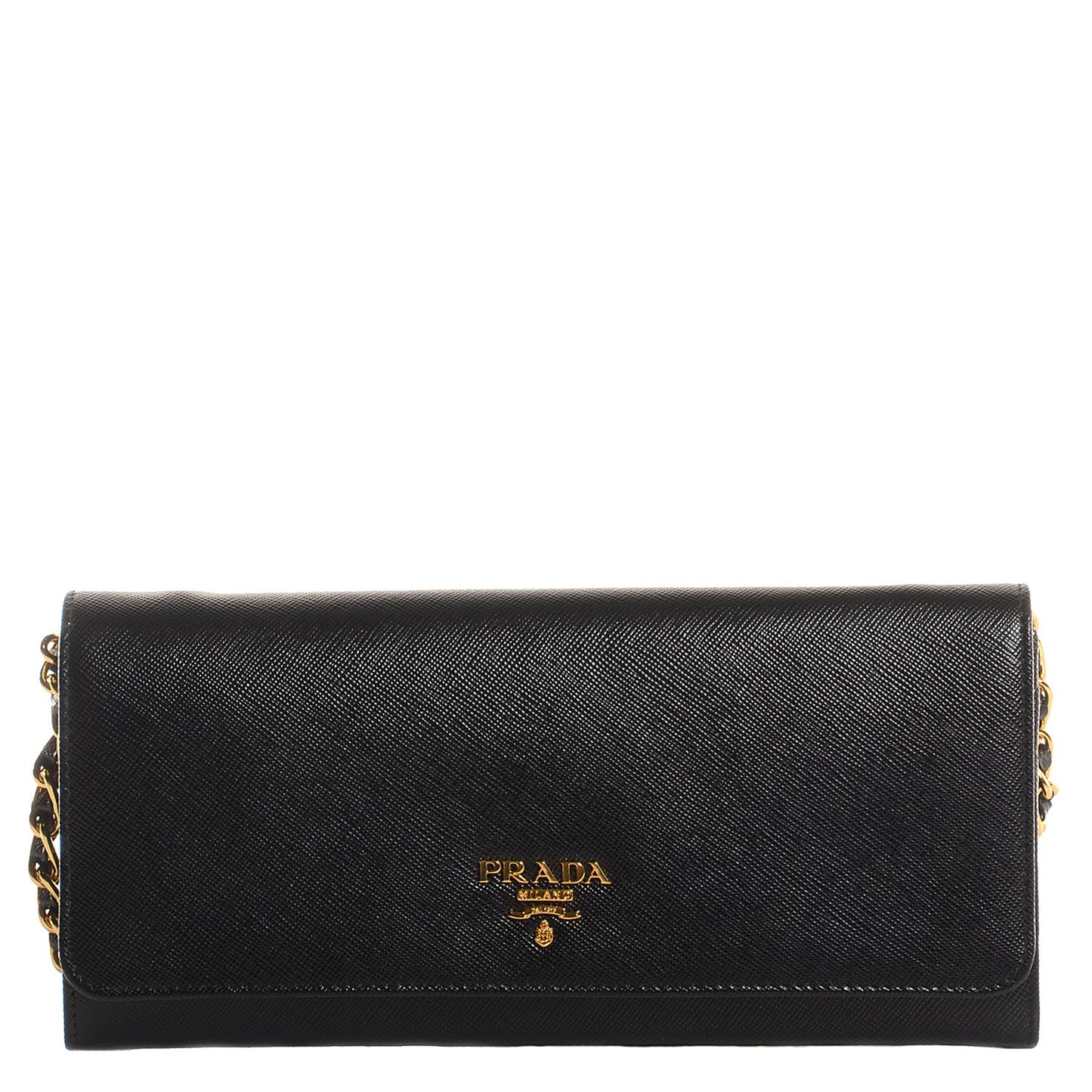 Saffiano Metal Oro Chain Wallet Nero Black