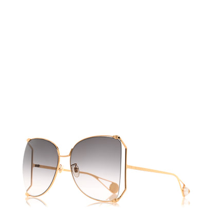 Gucci Oversized Round Sunglasses GG0252S Gold Brown 1 of 8