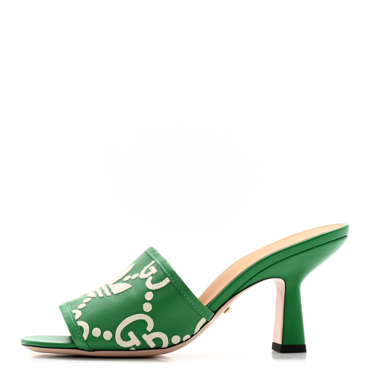 X ADIDAS Nappa Charlotte Suede Monogram Jumbo GG Trefoil 75mm Slide Sandals 36 New Shamarock Ivoire