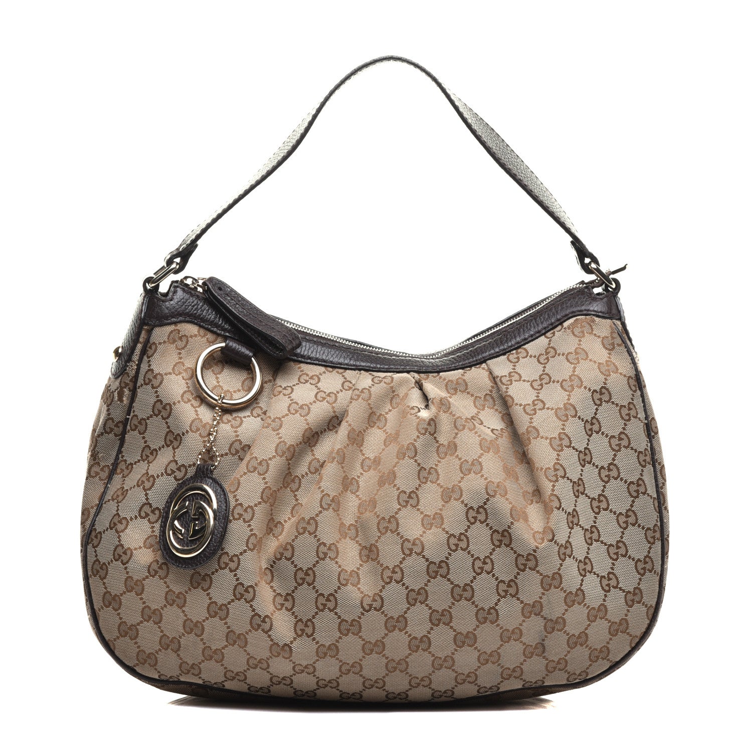 Gucci Monogram Medium Sukey Hobo Dark Brown 1 of 12