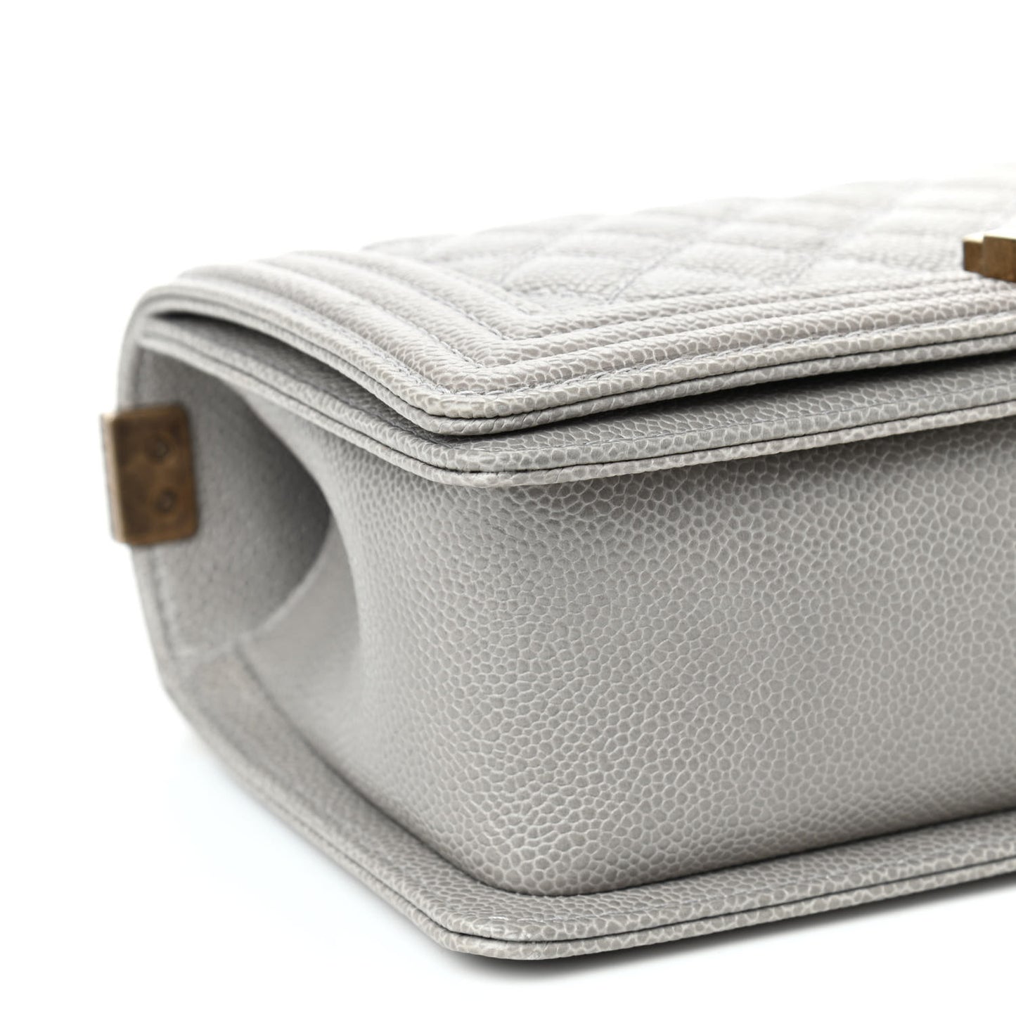 Caviar Quilted Medium Boy Flap Light Grey