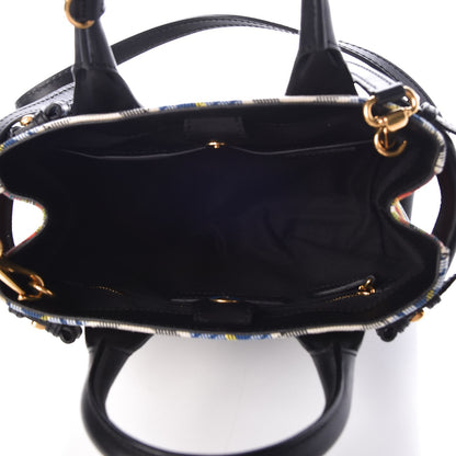 Burberry Tartan Mix Small Banner Tote Blue White 4 of 8