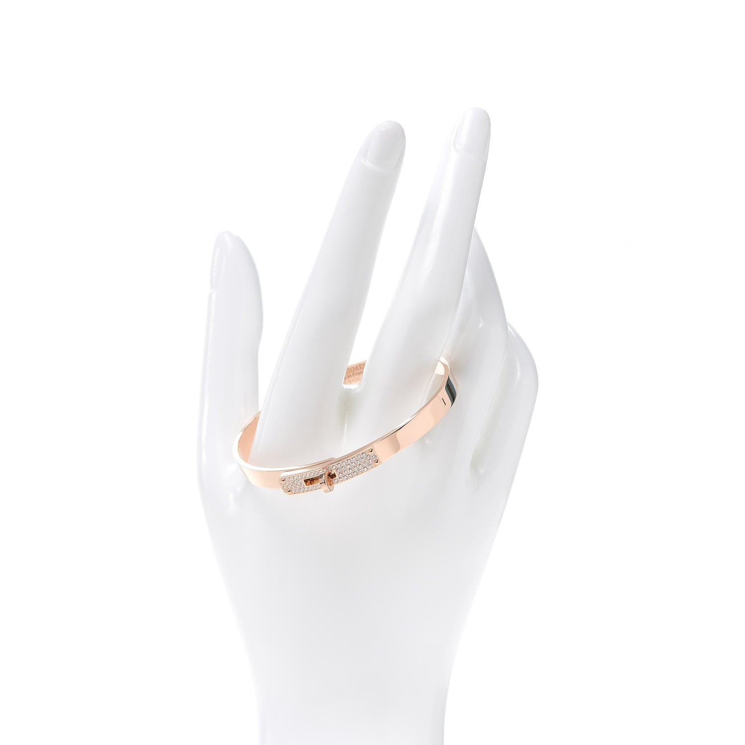 Hermes 18K Rose Gold Diamond PM Kelly Pave Bracelet SH 2 of 6