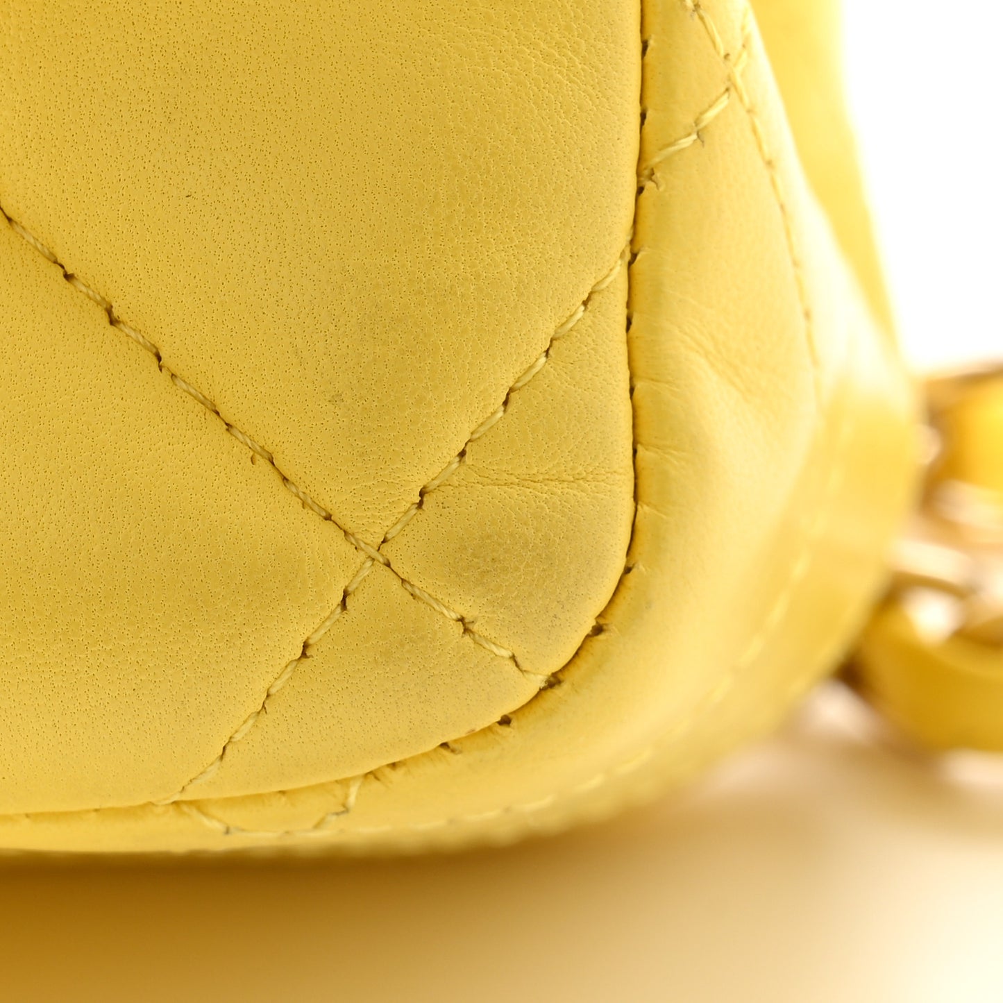 Lambskin Quilted Jumbo Double Flap Yellow