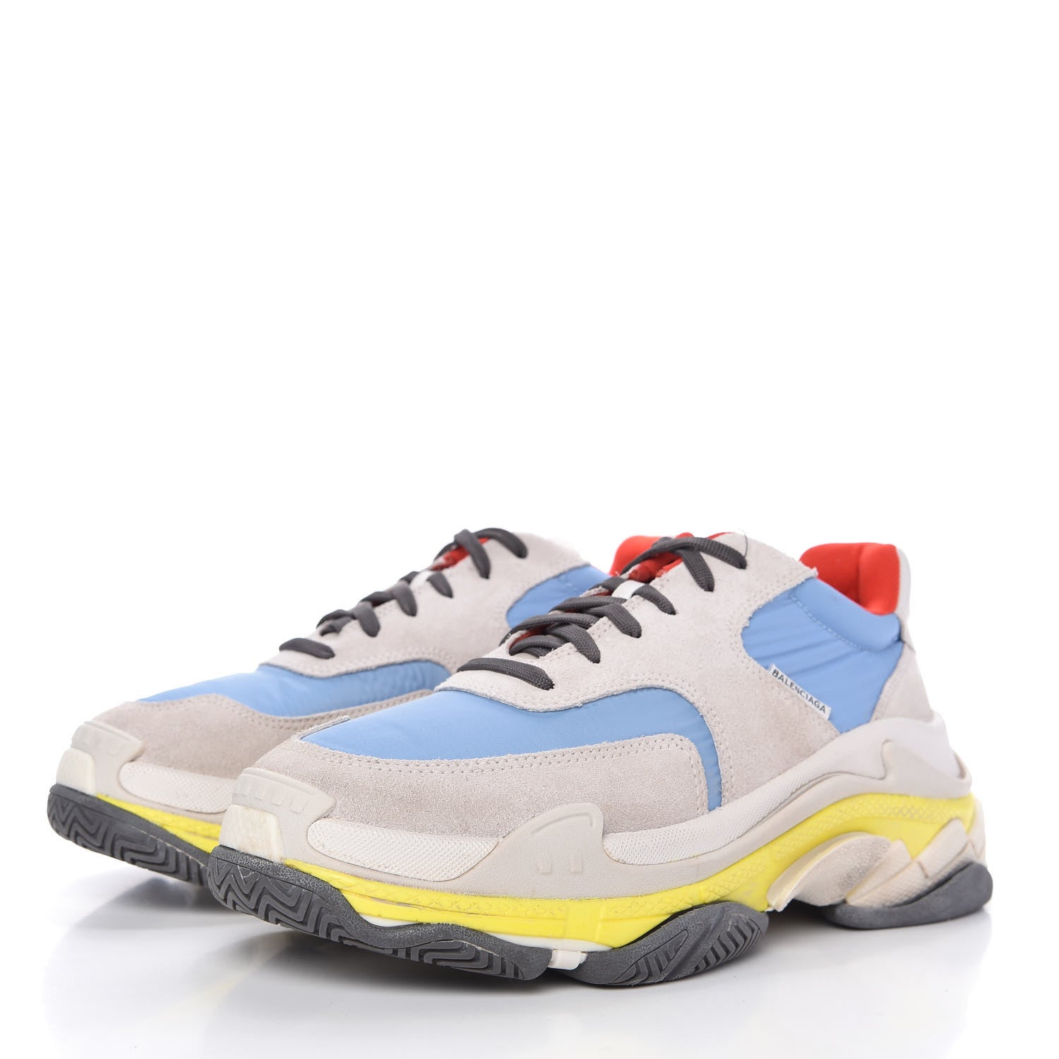 Balenciaga Nylon Suede Womens Triple S 2.0 Sneakers 41 Gris Bleu Rouge 3 of 9