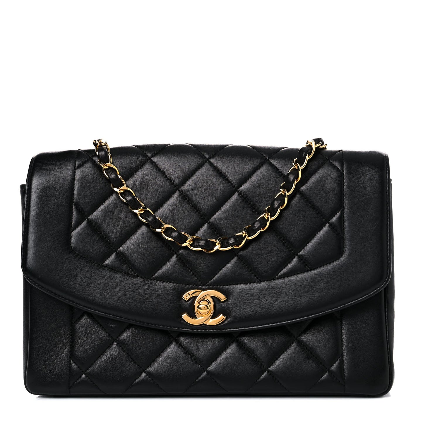 Lambskin Quilted Medium Single Flap Black