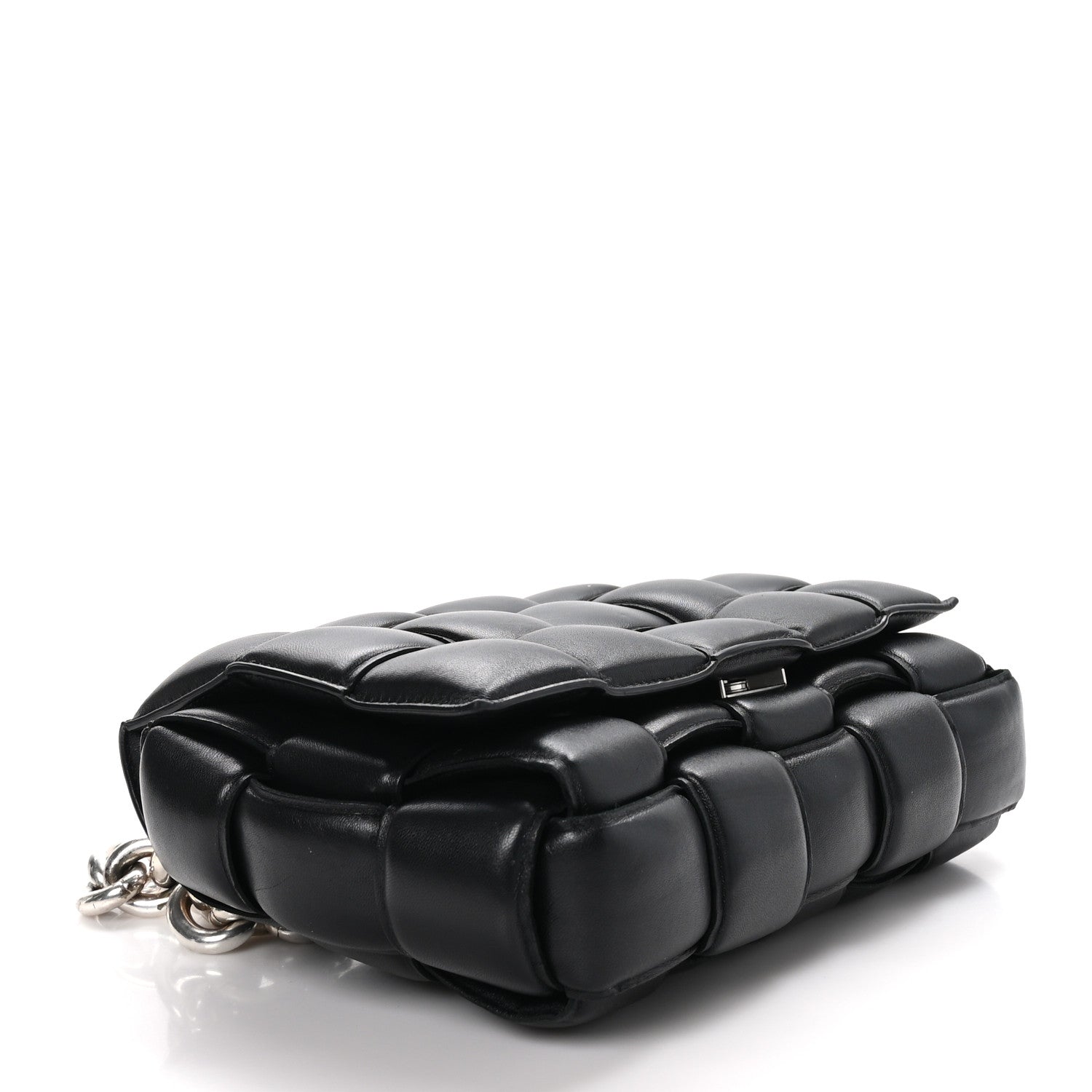 Bottega Veneta Lambskin Maxi Intreccio Padded Chain Cassette Crossbody Bag Black 4 of 14