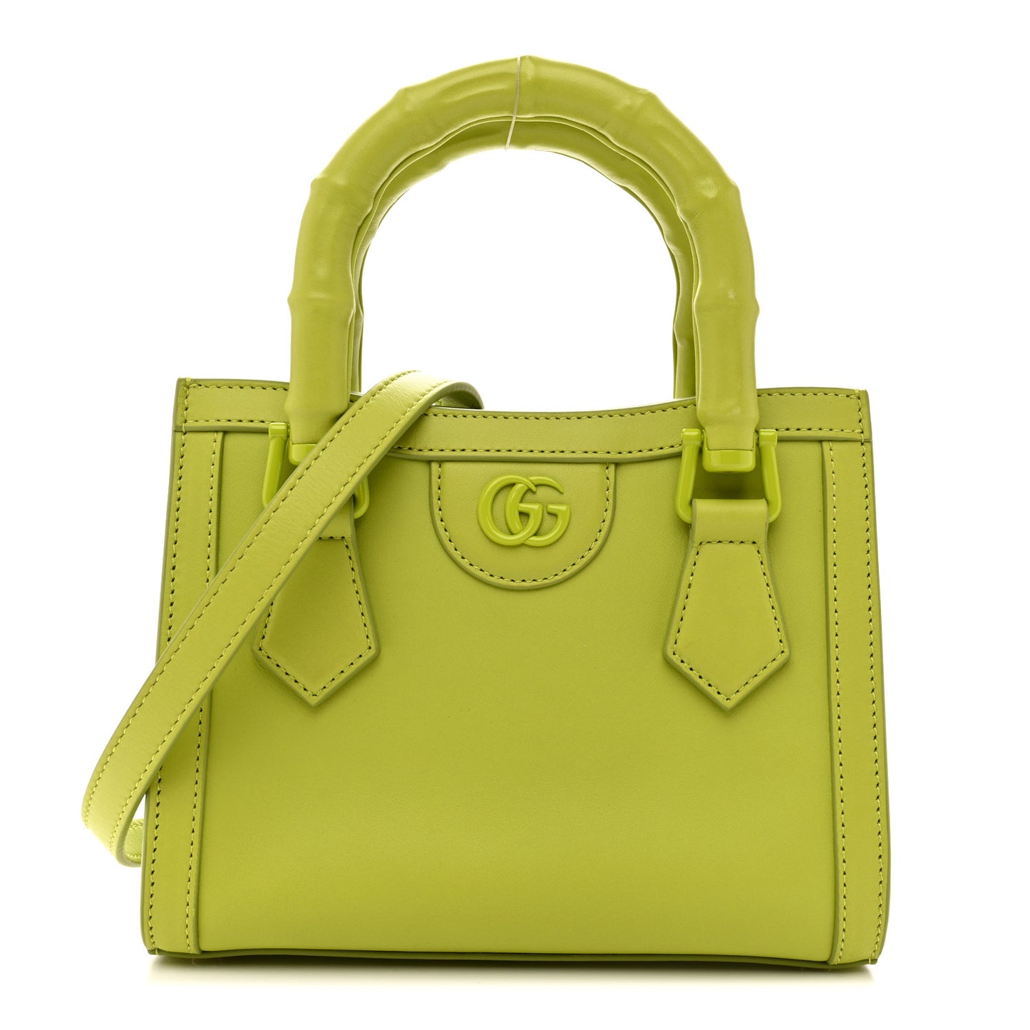 Calfskin Enamel Mini Diana Tote Bag Bright Green