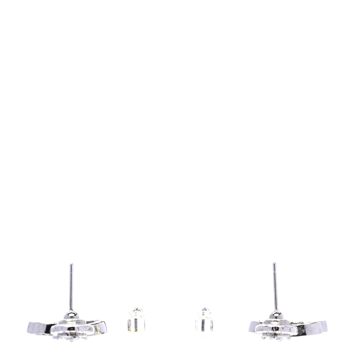 Chanel Ruthenium Crystal CC Drop Earrings Silver Grey 4 of 5