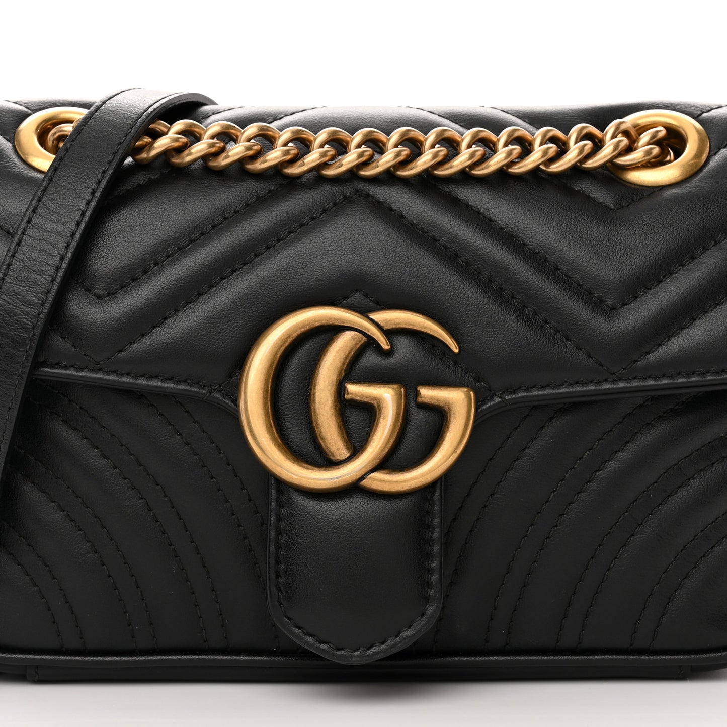Calfskin Matelasse Mini GG Marmont Shoulder Bag Black