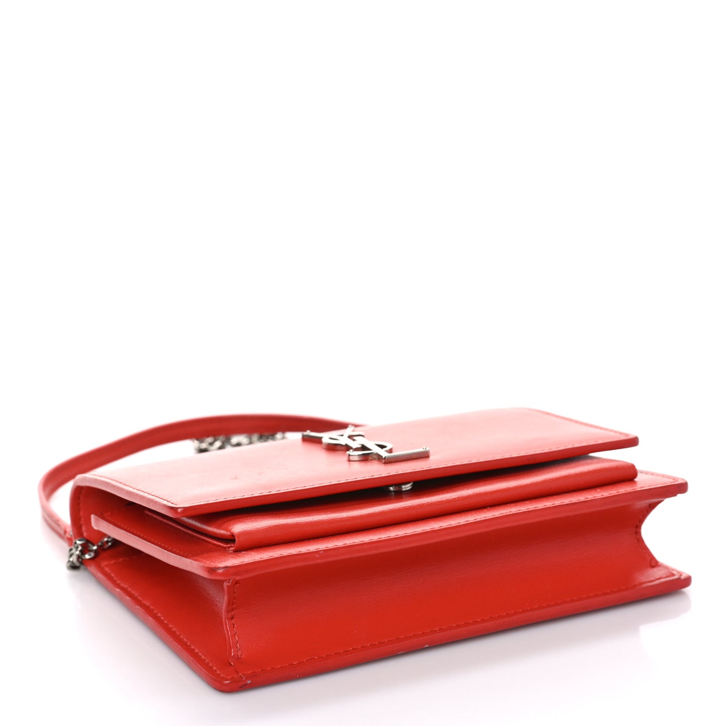 Calfskin Monogram Sunset Chain Wallet Rosso