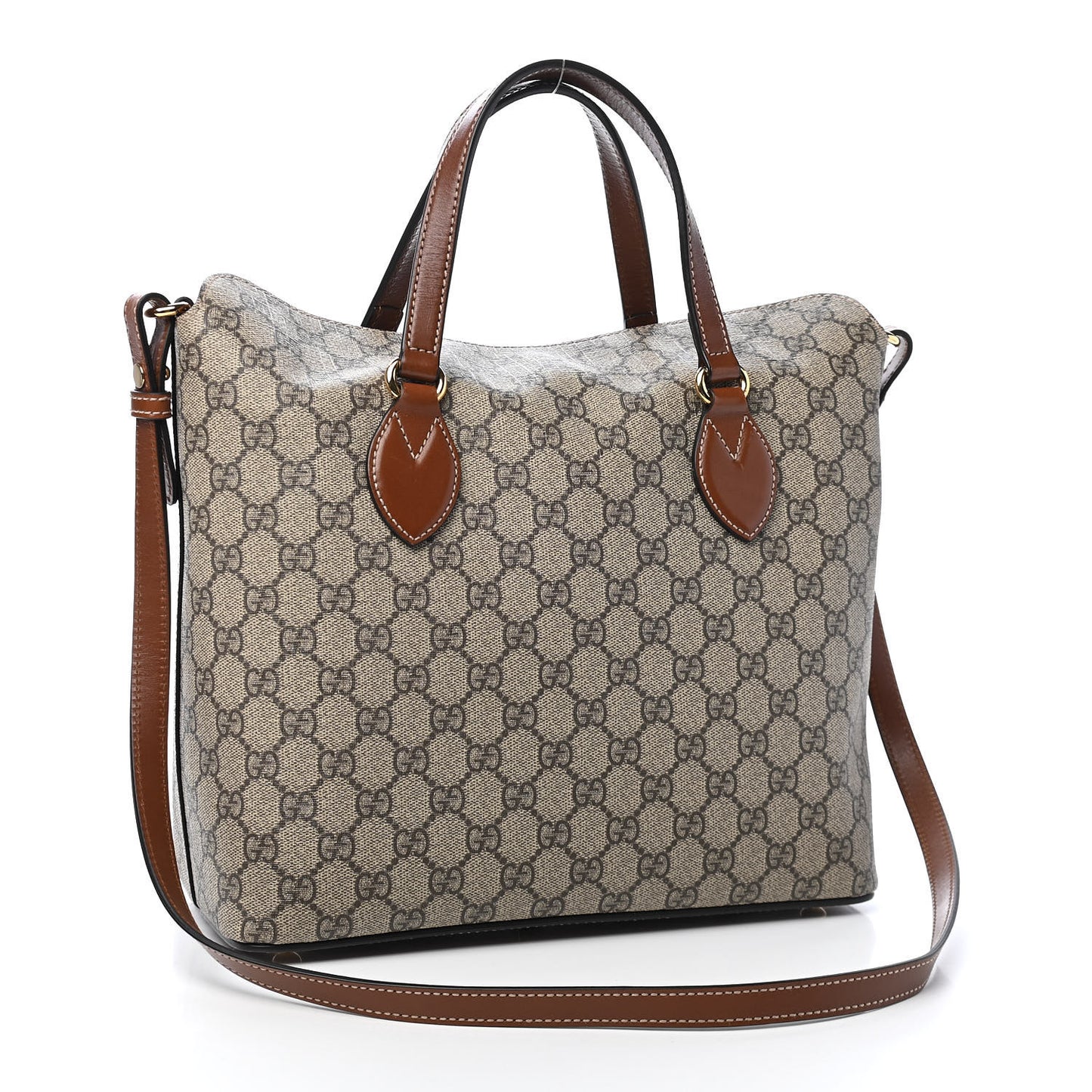 GG Supreme Monogram Linea A Foldover Tote Brown