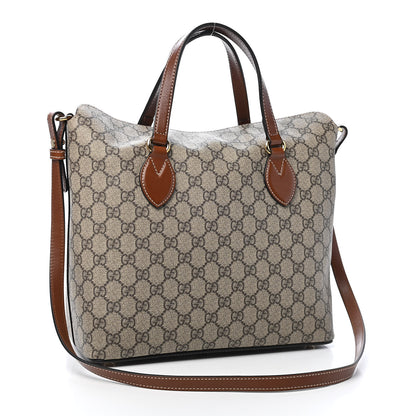 Gucci GG Supreme Monogram Linea A Foldover Tote Brown 3 of 9