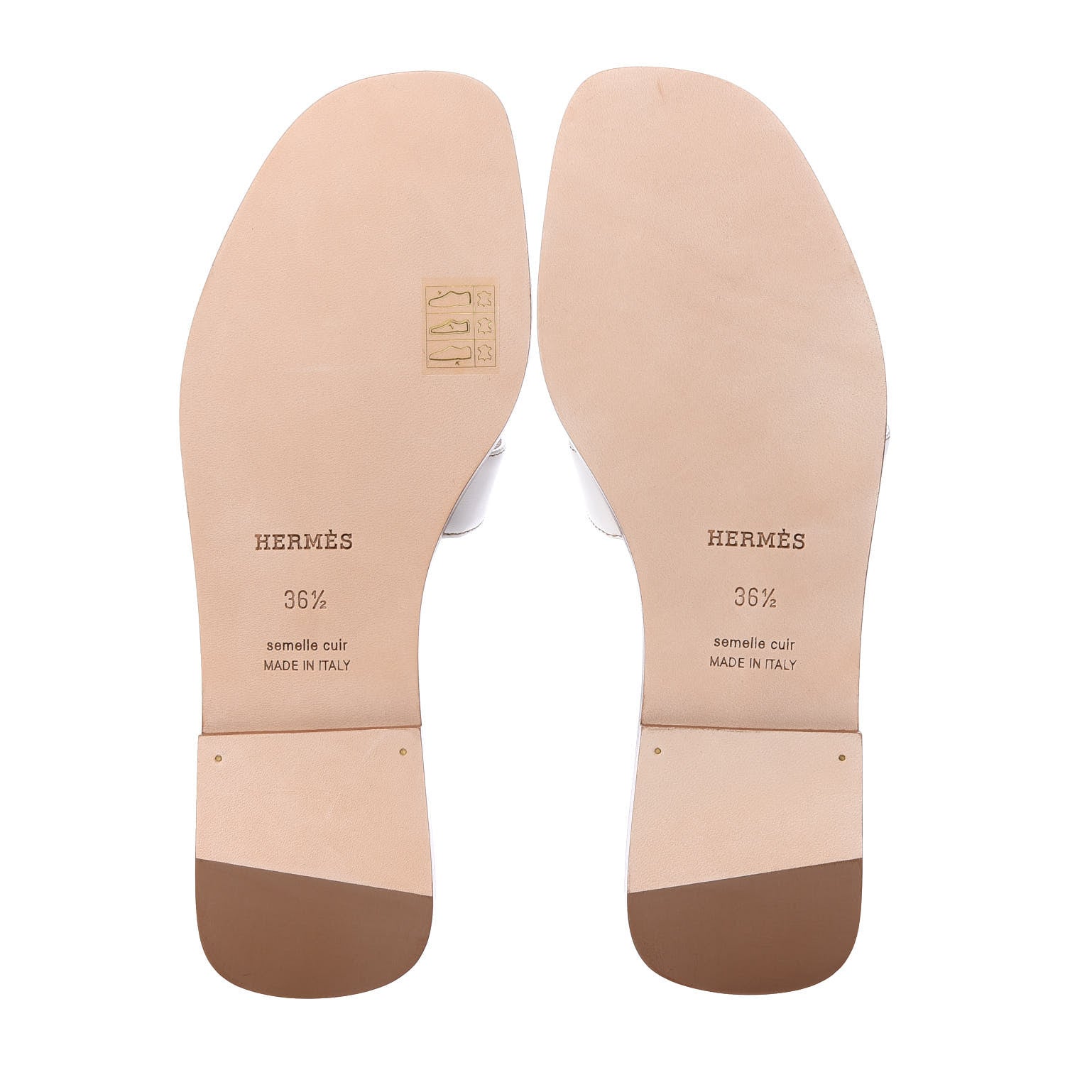 Hermes Box Calfskin Oran Sandals 36.5 White 5 of 10