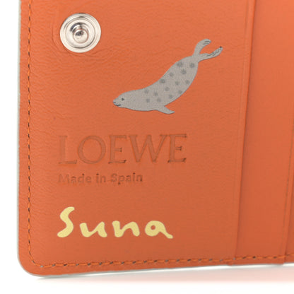 Loewe X SUNA FUJITA Satin Calfskin Penguins Compact Zip Wallet Blue Iceberg 7 of 8
