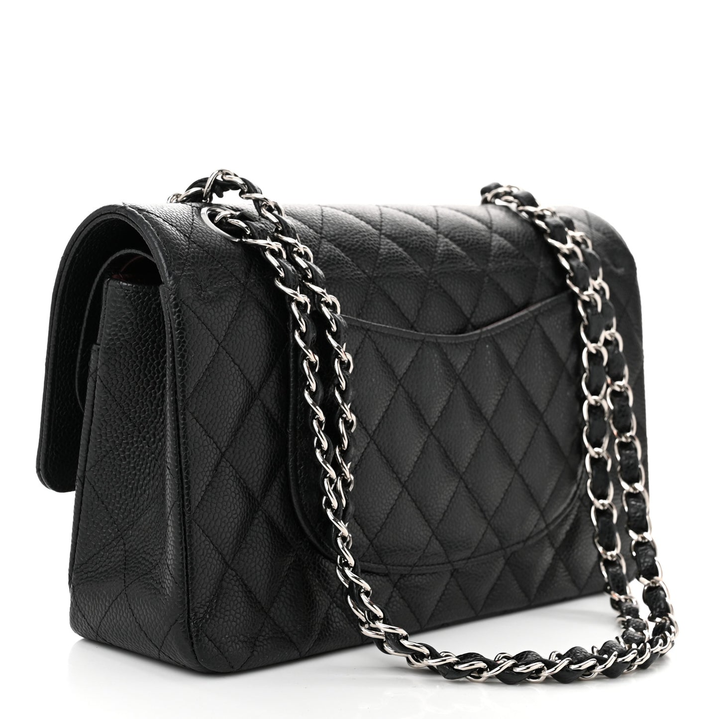 Caviar Quilted Medium Double Flap Black