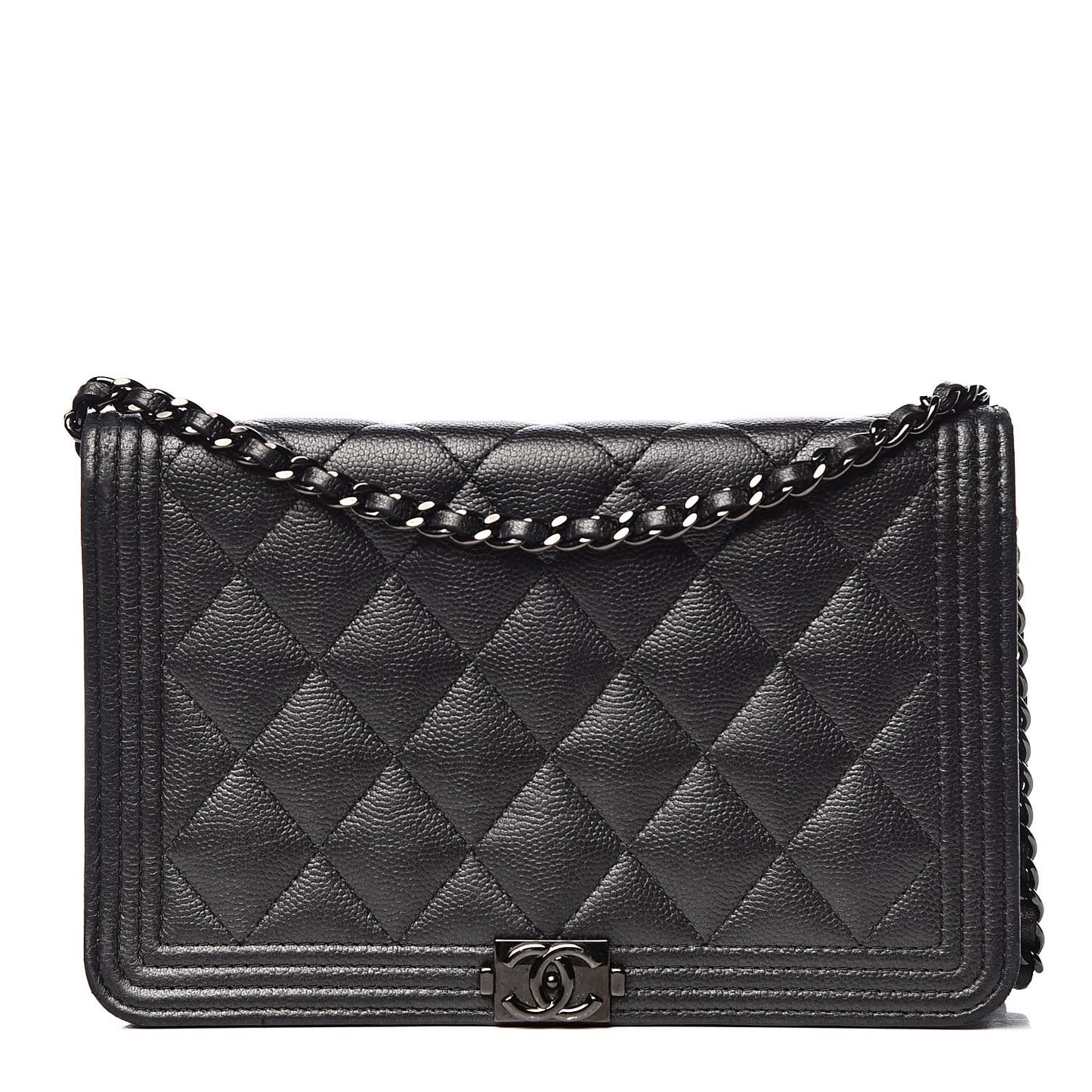 Caviar Quilted Boy Wallet On Chain WOC So Black